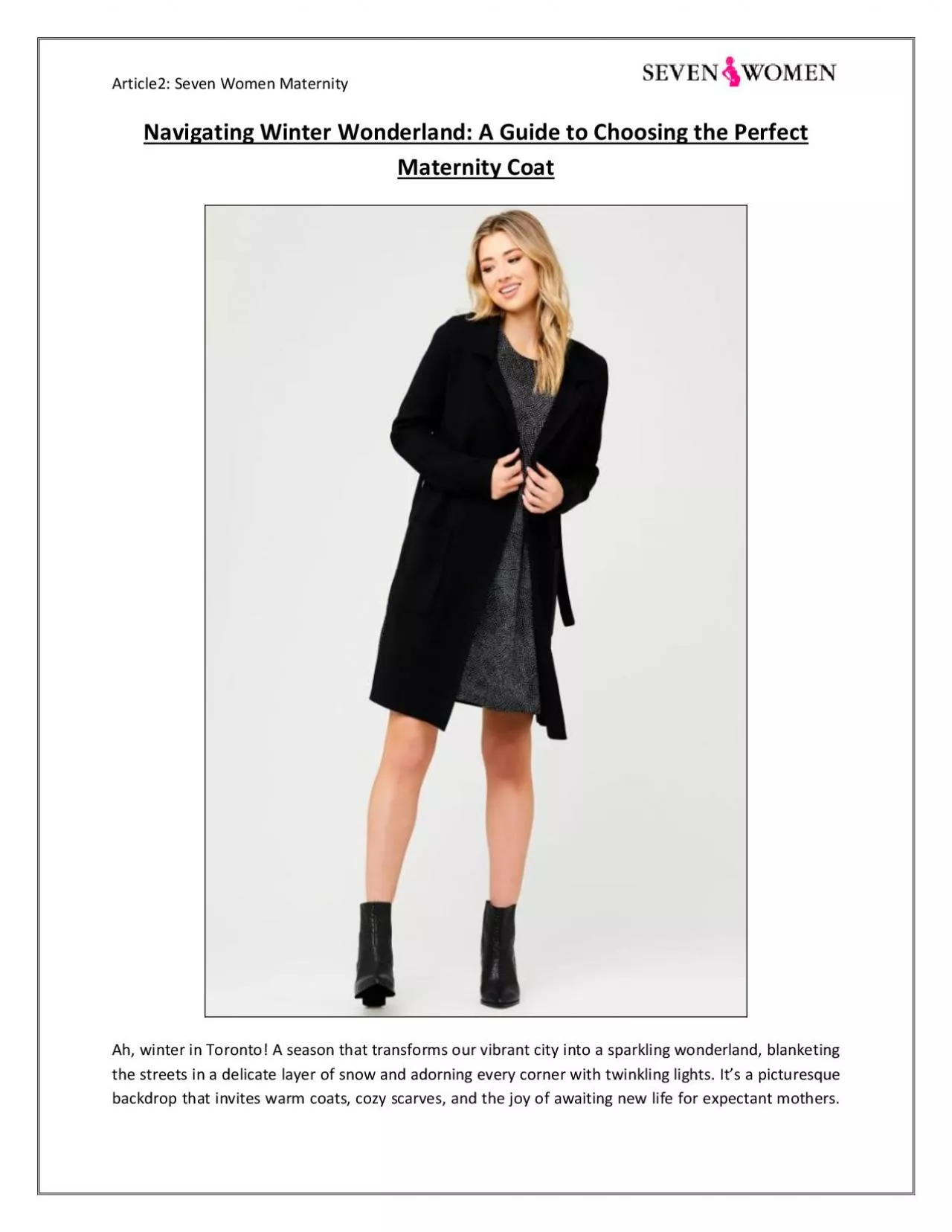 Navigating Winter Wonderland: A Guide to Choosing the Perfect Maternity Coat | Seven Women