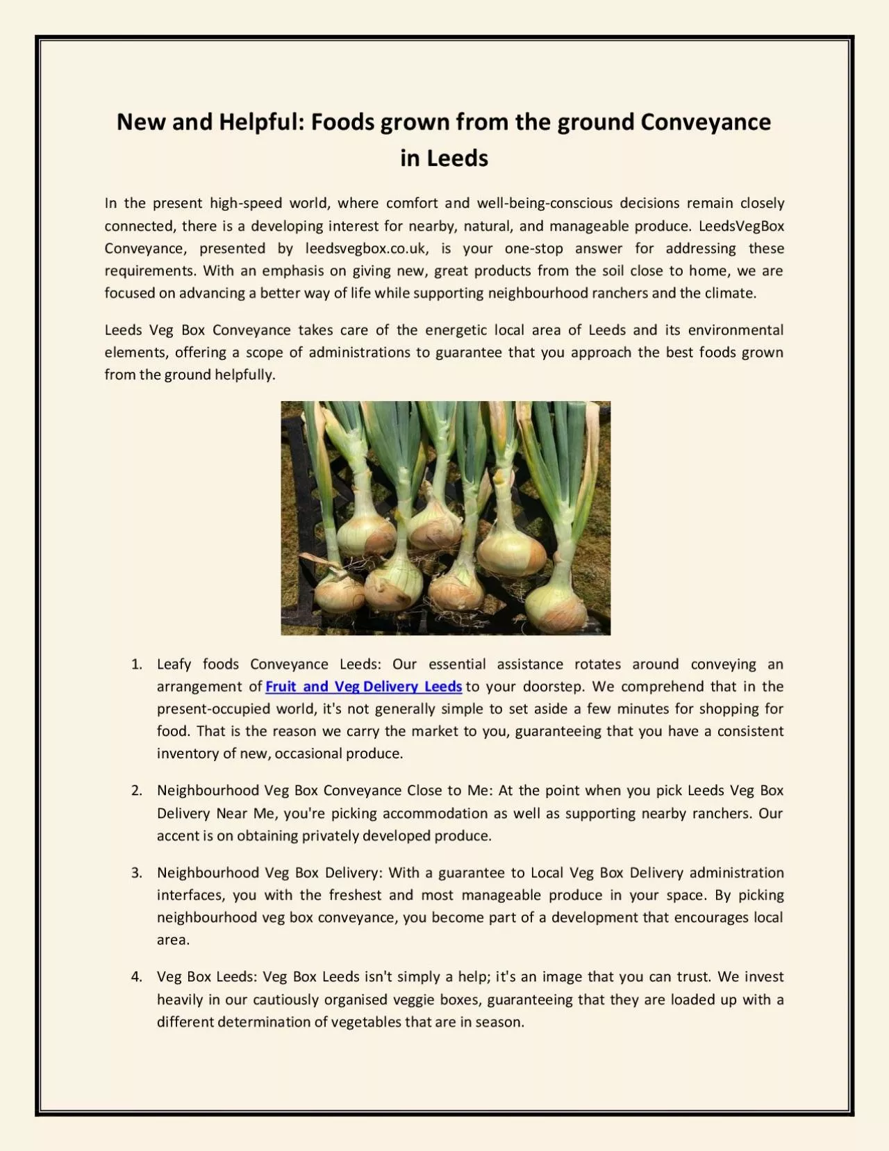 PDF-New and Helpful: Foods grown from the ground Conveyance in Leeds