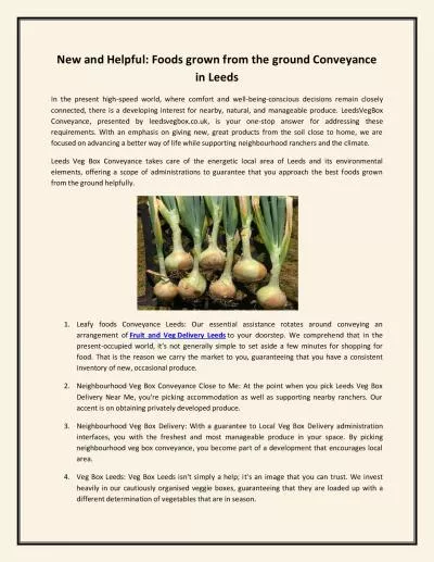 New and Helpful: Foods grown from the ground Conveyance in Leeds