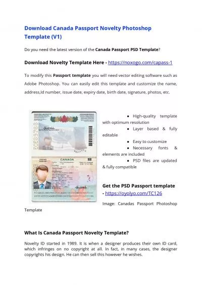 Canada Passport PSD Template (V1) – Download Photoshop File