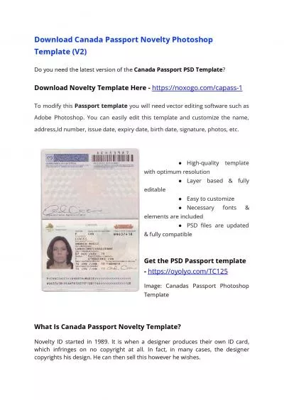 Canada Passport PSD Template (V2) – Download Photoshop File