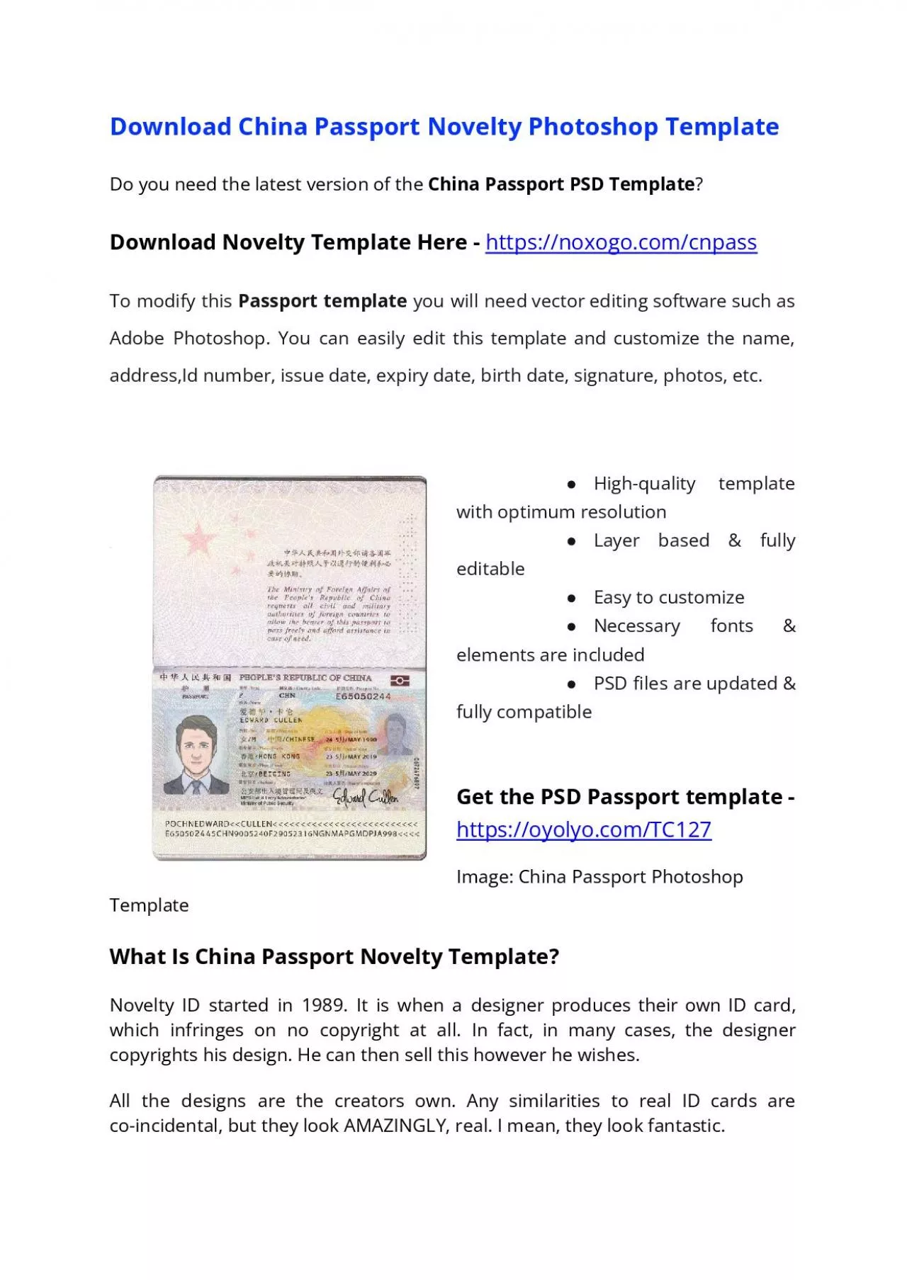 PDF-China Passport PSD Template – Download Photoshop File