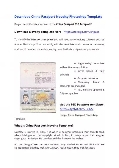 China Passport PSD Template – Download Photoshop File