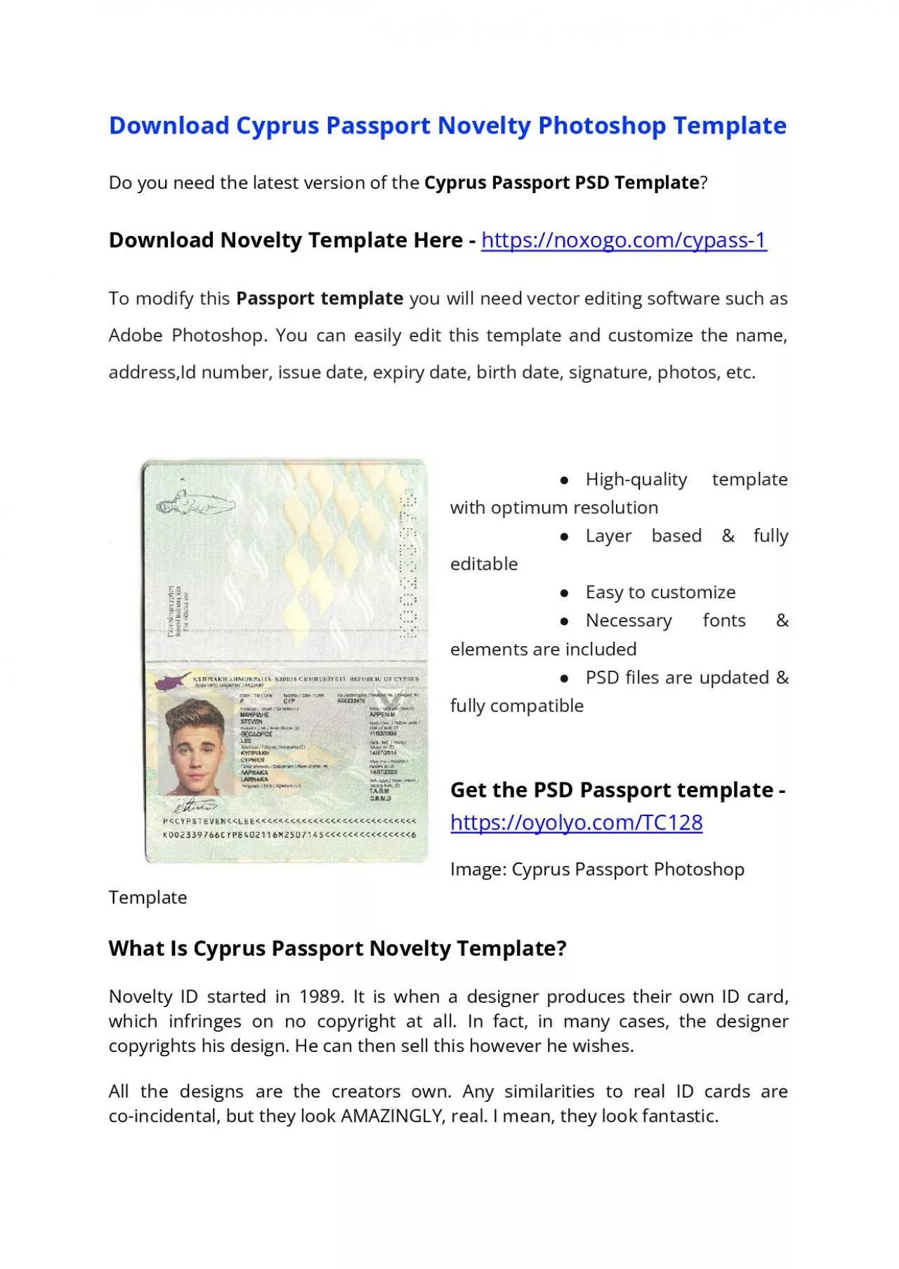 PDF-Cyprus Passport PSD Template – Download Photoshop File