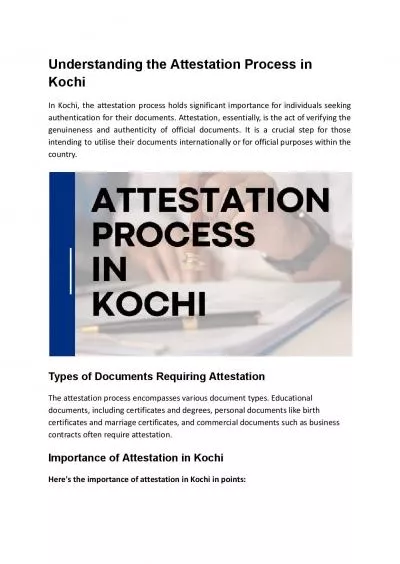 Understanding the Attestation Process in Kochi