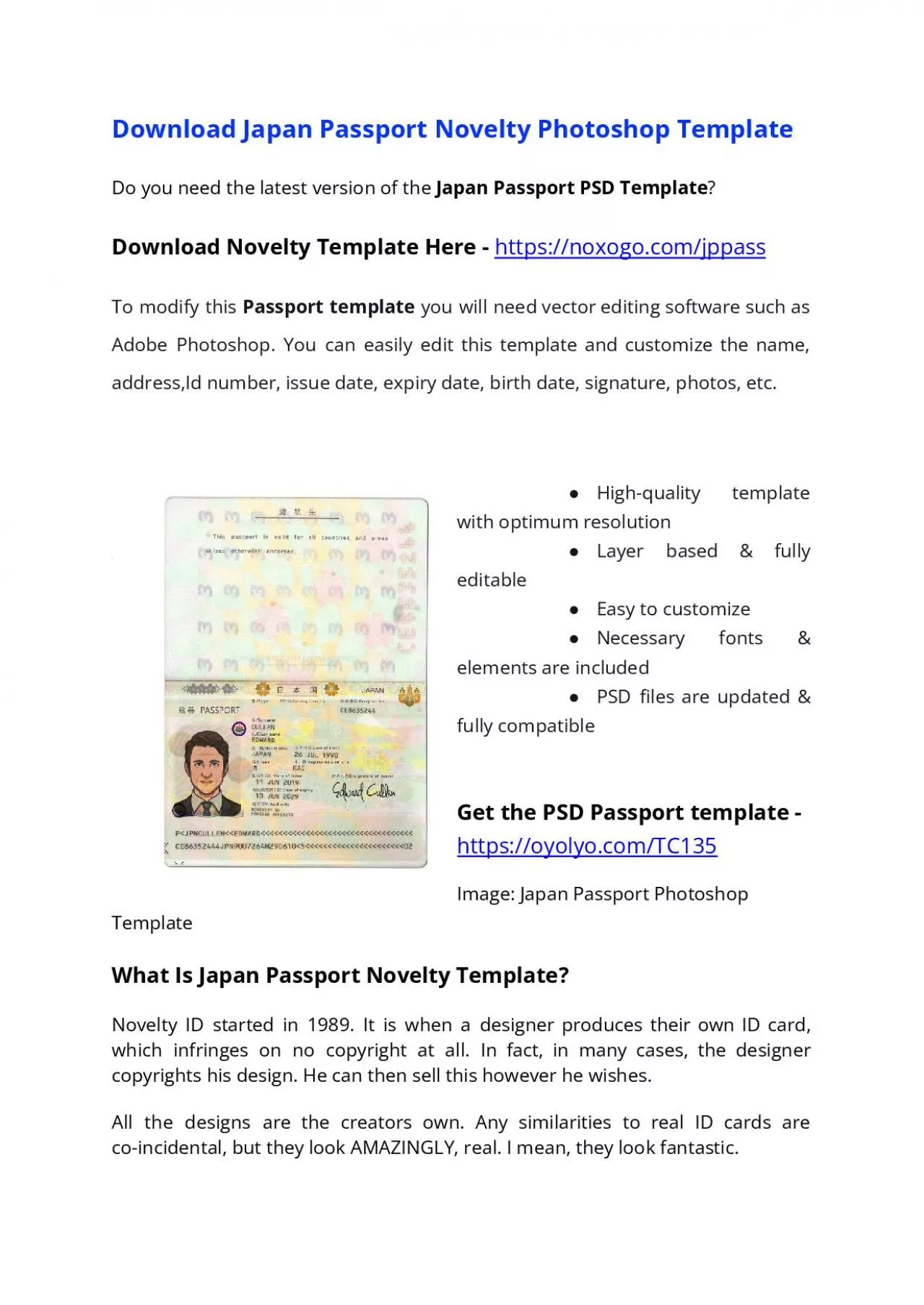 PDF-Japan Passport PSD Template – Download Photoshop File