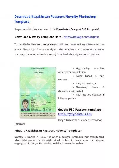 Kazakhstan Passport PSD Template – Download Photoshop File