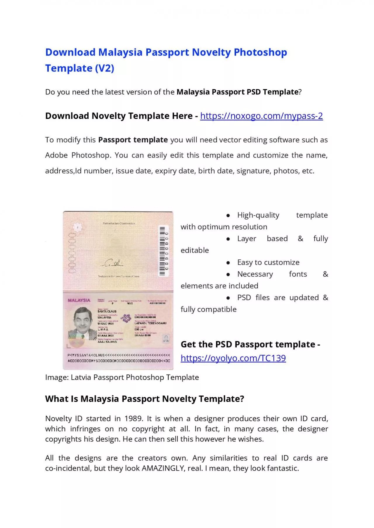 PDF-Malaysia Passport PSD Template (V2) – Download Photoshop File