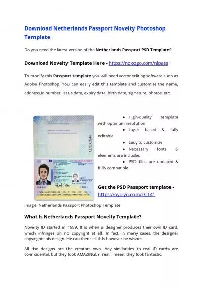 Netherlands Passport PSD Template – Download Photoshop File