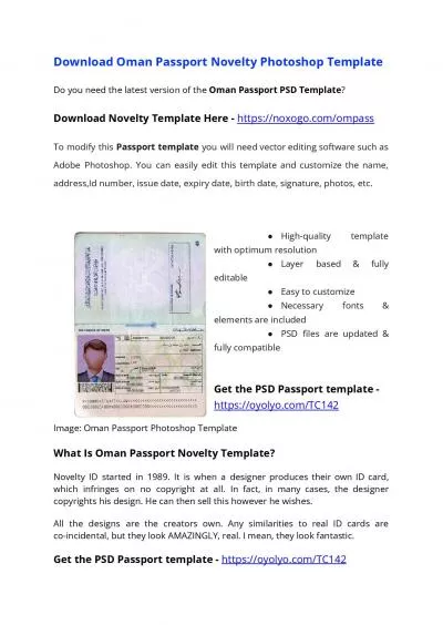 Oman Passport PSD Template – Download Photoshop File
