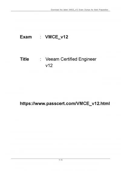 Veeam Certified Engineer v12 VMCE_v12 Dumps