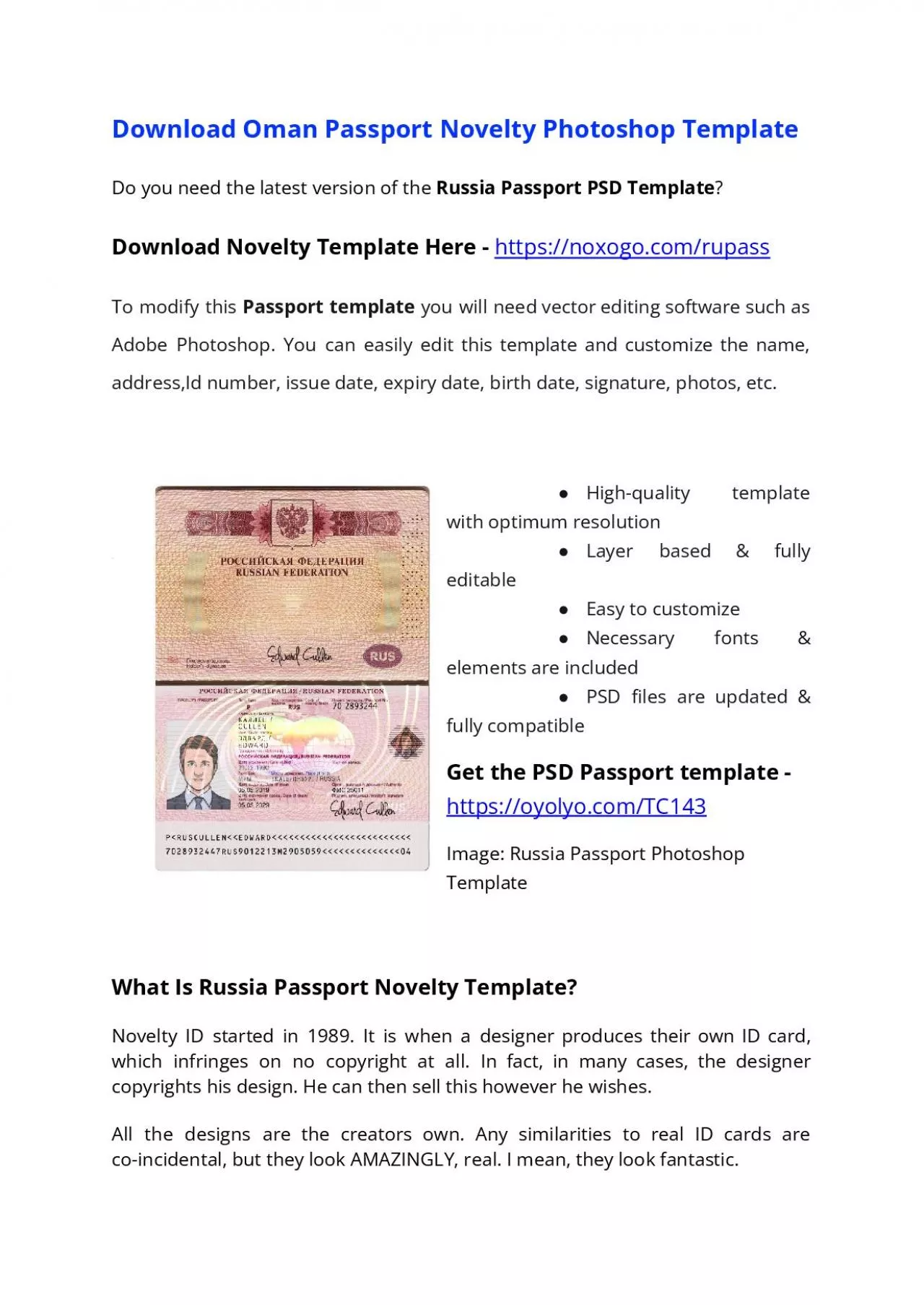 PDF-Russia Passport PSD Template – Download Photoshop File