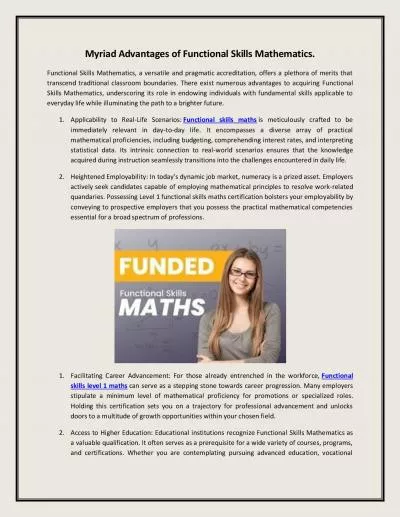 Myriad Advantages of Functional Skills Mathematics.