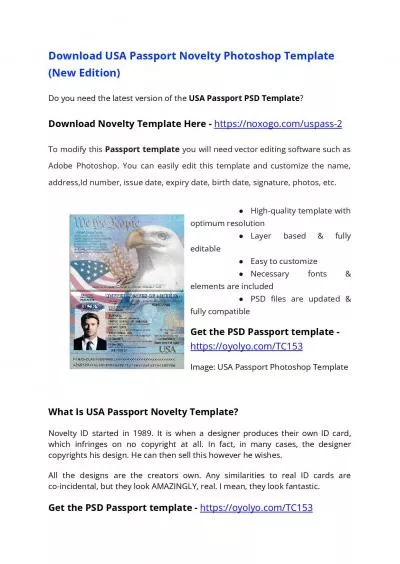 USA Passport PSD Template (New Edition) – Download Photoshop File