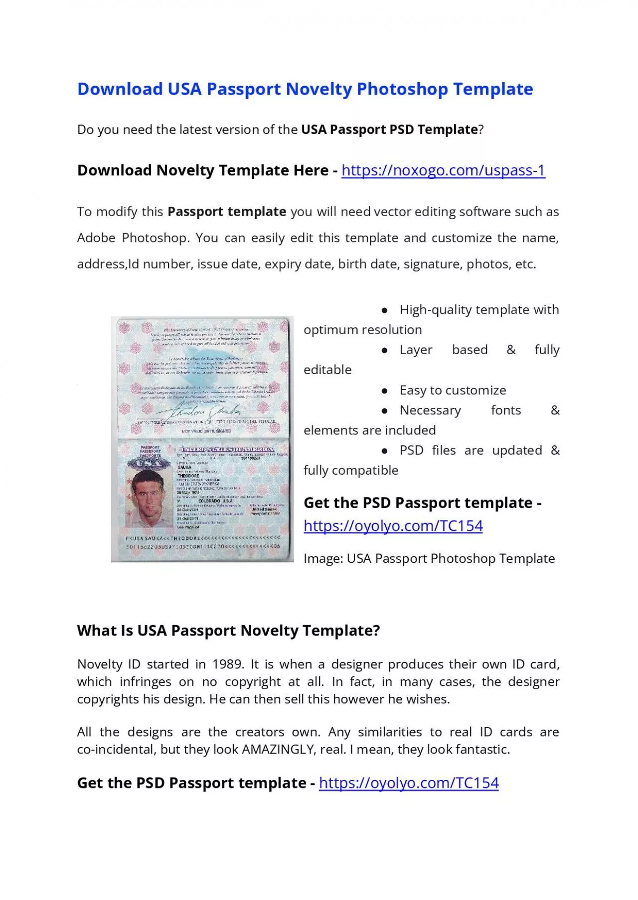 USA Passport PSD Template – Download Photoshop File