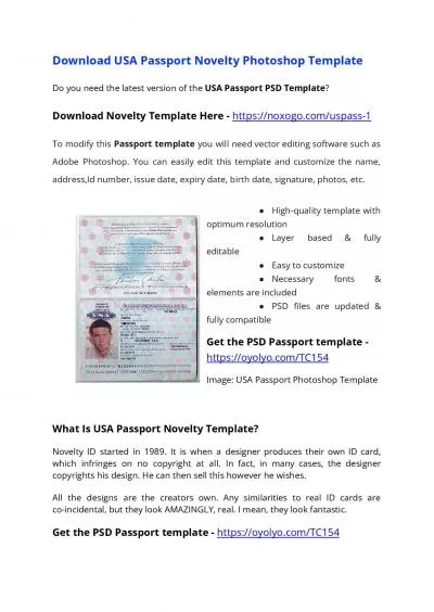 USA Passport PSD Template – Download Photoshop File