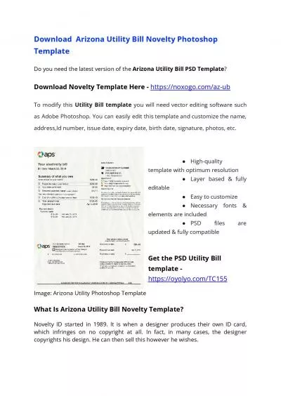 Arizona Utility Bill PSD Template – USA Proof of address