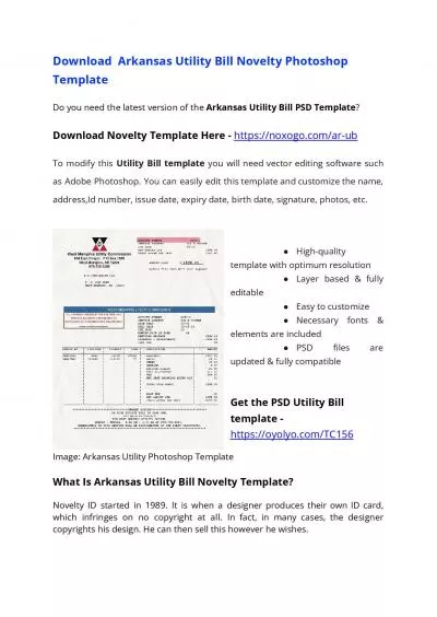 Arkansas Utility Bill PSD Template – USA Proof of address