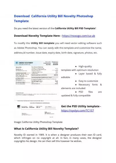 California Utility Bill PSD Template – USA Proof of address