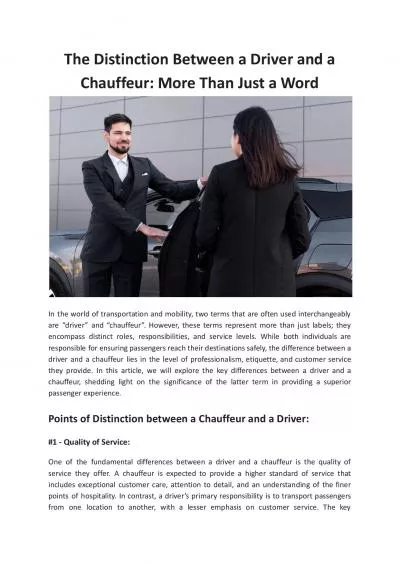 The Distinction Between a Driver and a Chauffeur: More Than Just a Word