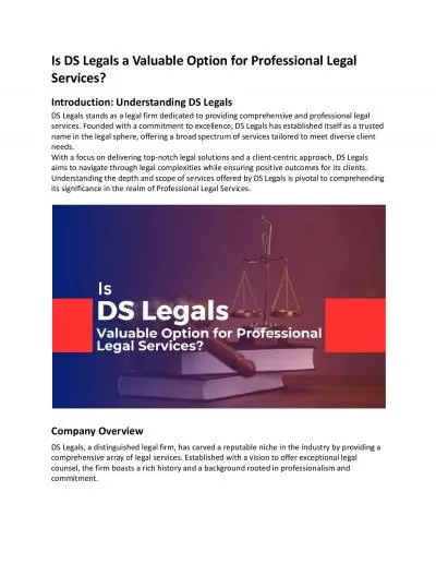 Is DS Legals a Valuable Option for Professional Legal Services?