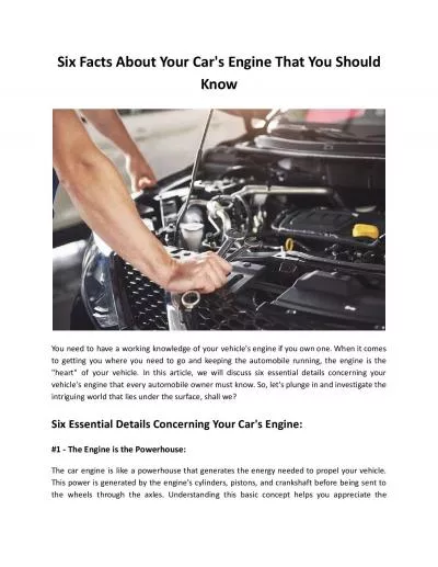 Six Facts About Your Car\'s Engine That You Should Know - Leicester Motor Spares