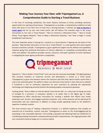Making Your Journey Your Own: with Tripmegamart.us, A Comprehensive Guide to Starting