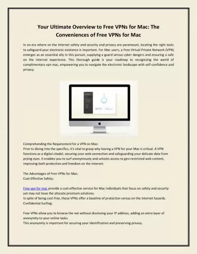 Your Ultimate Overview to Free VPNs for Mac: The Conveniences of Free VPNs for Mac