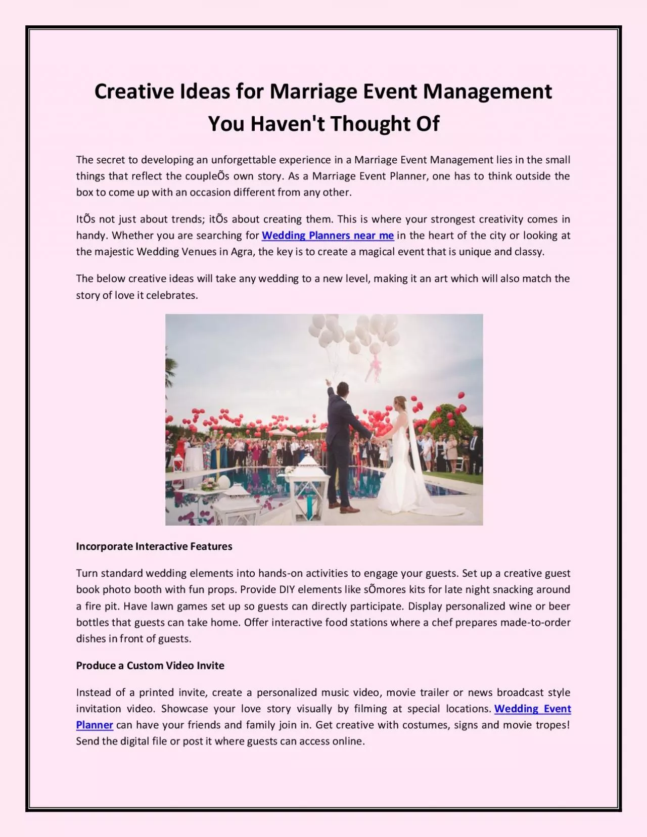 PDF-Creative Ideas for Marriage Event Management You Haven\'t Thought Of