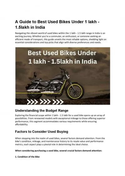 A Guide to Best Used Bikes Under 1 lakh - 1.5lakh in India