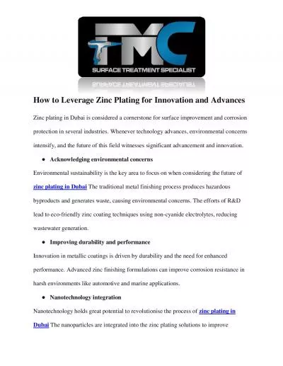 How to Leverage Zinc Plating for Innovation and Advances
