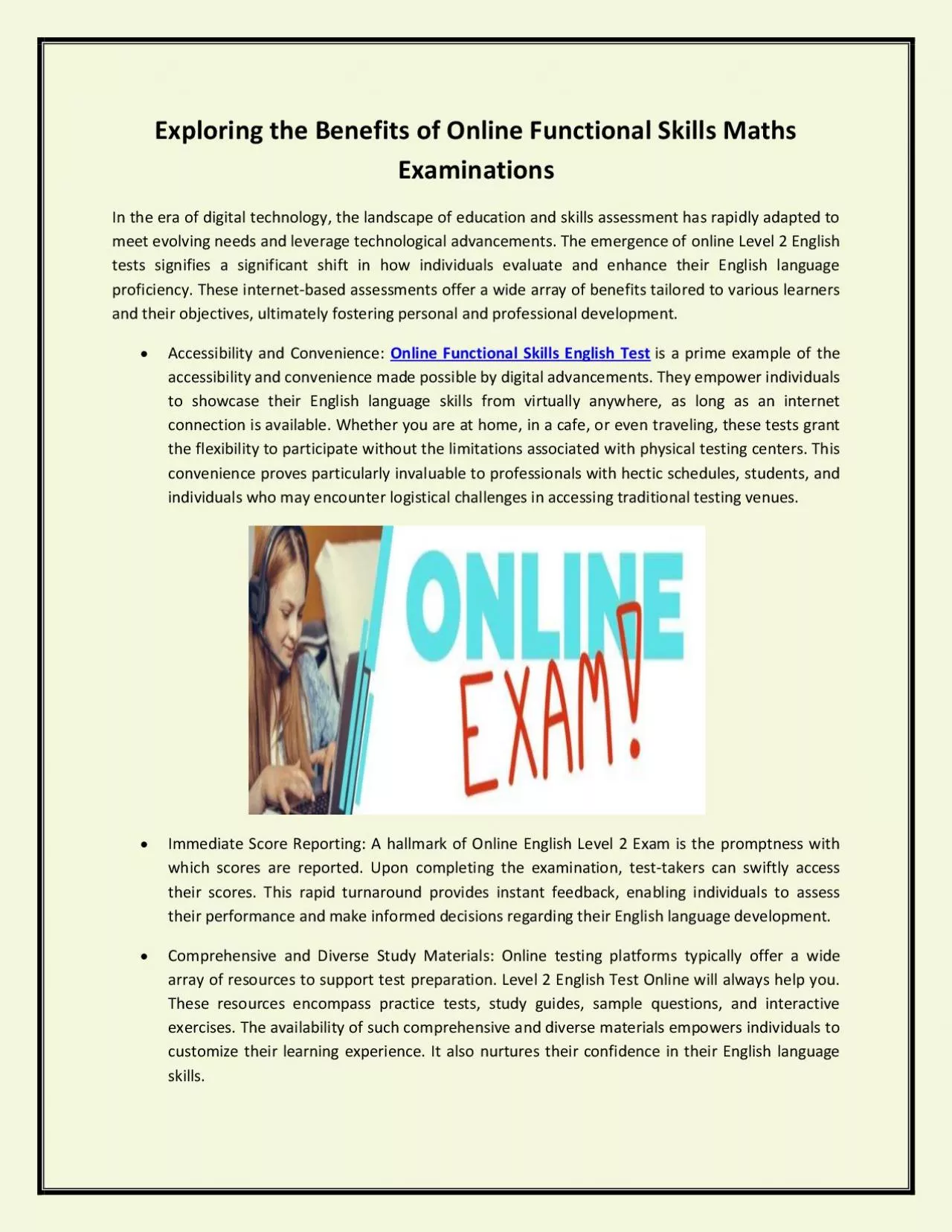 PDF-Exploring the Benefits of Online Functional Skills Maths Examinations