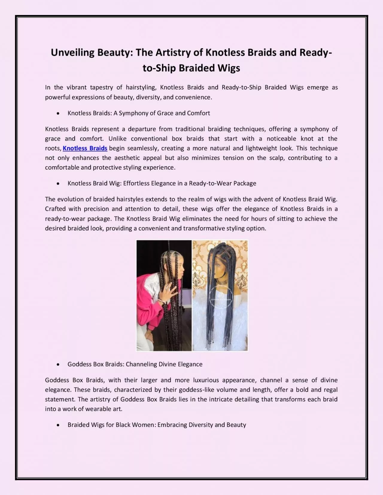 PDF-Unveiling Beauty: The Artistry of Knotless Braids and Ready-to-Ship Braided Wigs