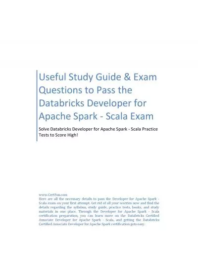 Useful Study Guide & Exam Questions to Pass the Databricks Developer for Apache Spark