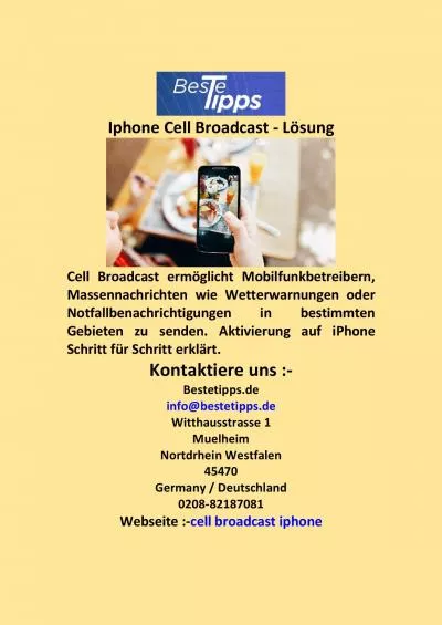 Iphone Cell Broadcast - Lösung