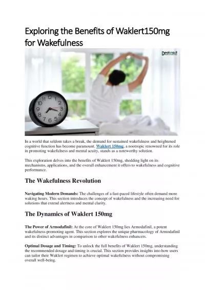 Exploring the Benefits of Waklert150mg for Wakefulness