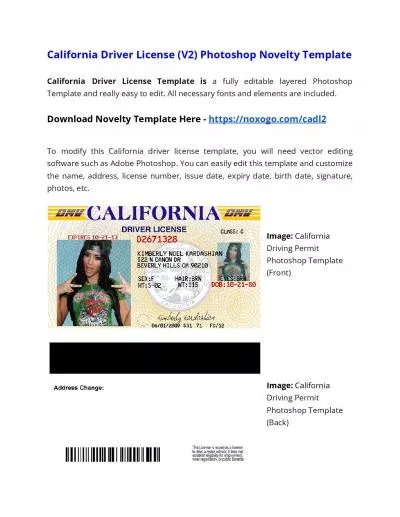 California Drivers License (V2) Photoshop Novelty Template