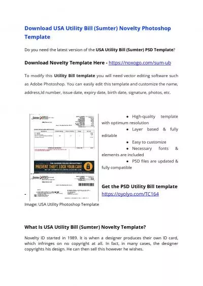 USA Utility Bill PSD Template (Sumter) – USA Proof of address