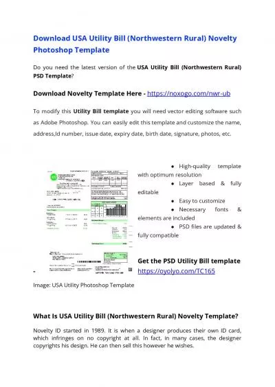 USA Utility Bill PSD Template (Northwestern Rural) – Proof of address