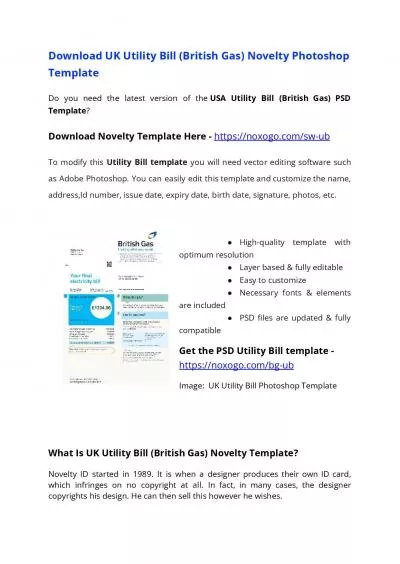 UK Utility Bill PSD Template (British Gas) – Proof of address