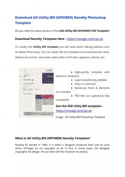 UK Utility Bill PSD Template (NPOWER) – Proof of address