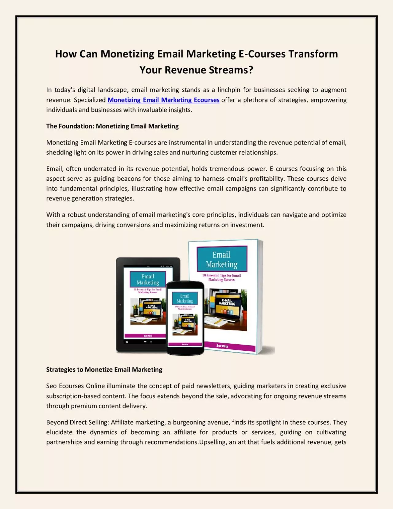 PDF-How Can Monetizing Email Marketing E-Courses Transform Your Revenue Streams?