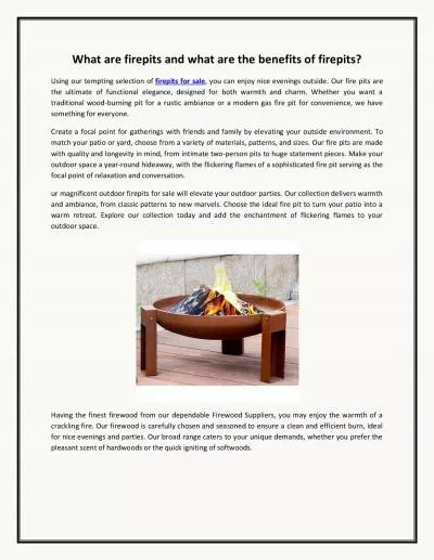 What are firepits and what are the benefits of firepits?
