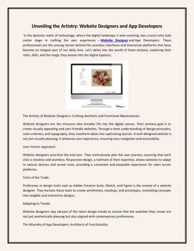 Unveiling the Artistry: Website Designers and App Developers