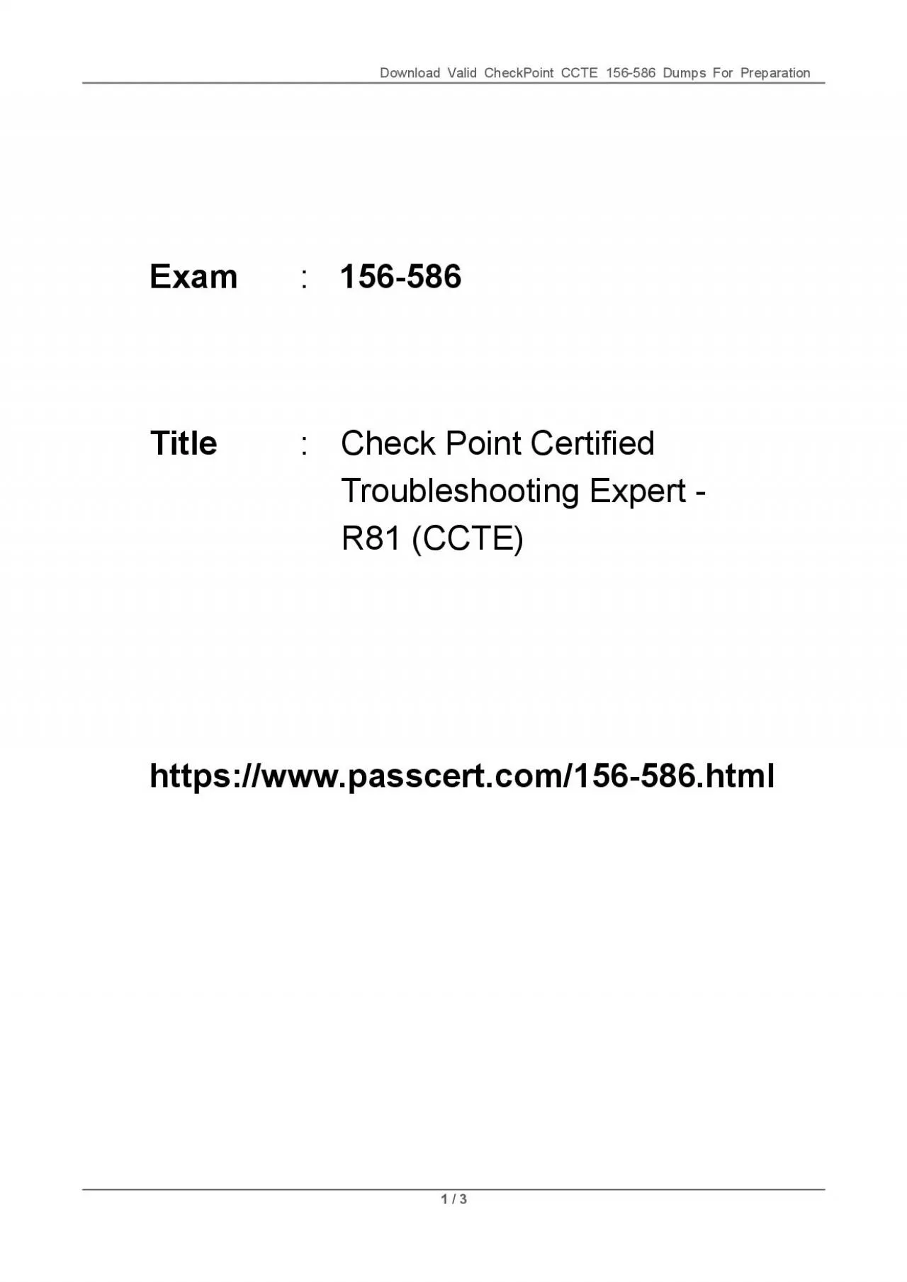 PDF-Check Point CCTE 156-586 Exam Dumps