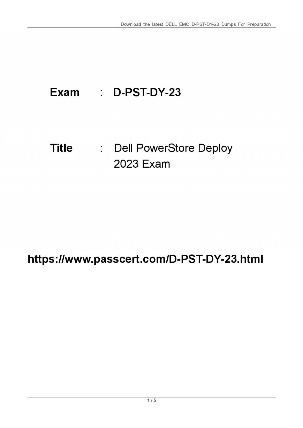 PDF-D-PST-DY-23 Dell PowerStore Deploy 2023 Exam Dumps