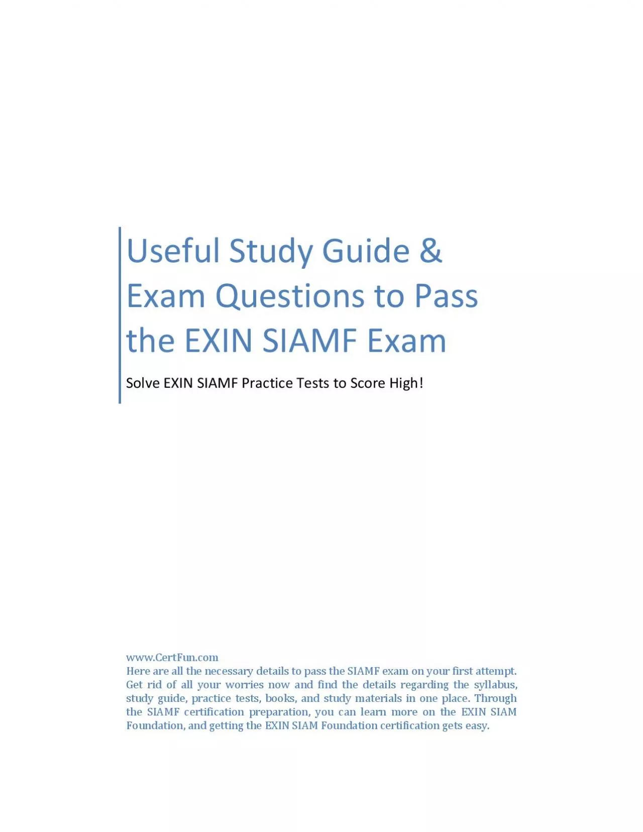 PDF-Useful Study Guide & Exam Questions to Pass the EXIN SIAMF Exam