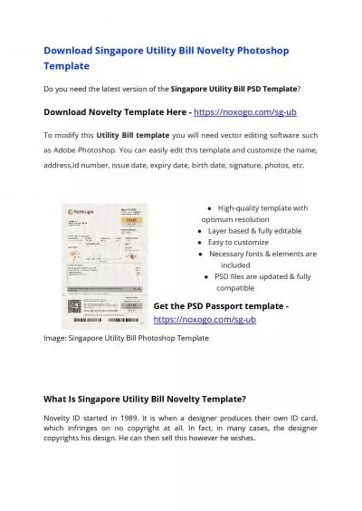 Singapore Utility Bill PSD Template – Proof of address