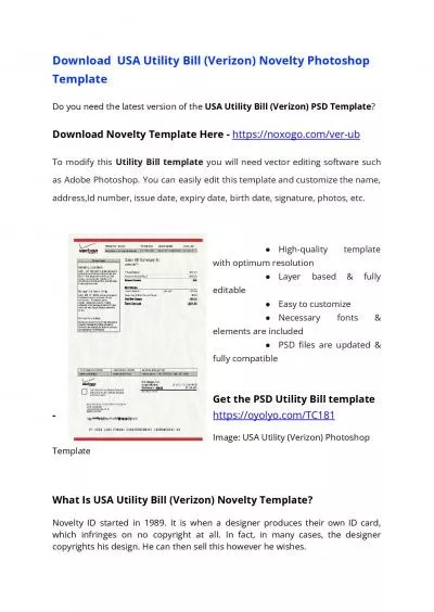 USA Utility Bill PSD Template (Verizon) – Proof of address