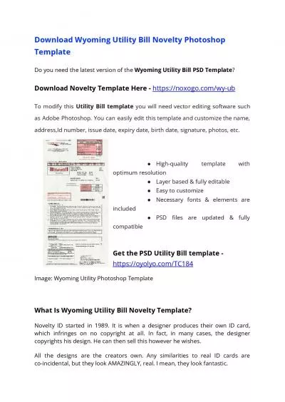 Wyoming Utility Bill PSD Template – USA Proof of address